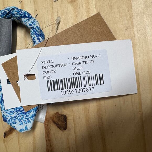 Hemant & Nandita Womens One Size Hair Tie Up Blue Cotton Floral - Picture 4 of 7